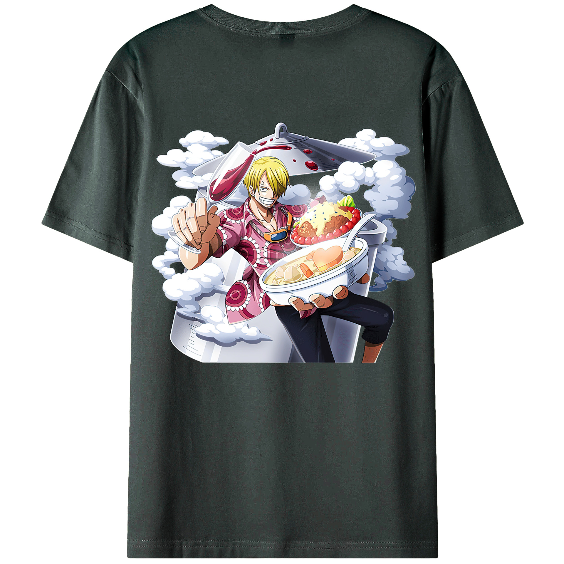 （画像用） ワンピース サンジ ONE PIECE Sanji 綿100％ メンズ半袖Tシャツ（バックプリント） 通気性